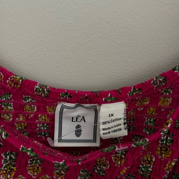 LEA 100% Cotton Plus Size Pink Floral Puff Sleeve Tiered Smocked Maxi Dress - Picture 4 of 12